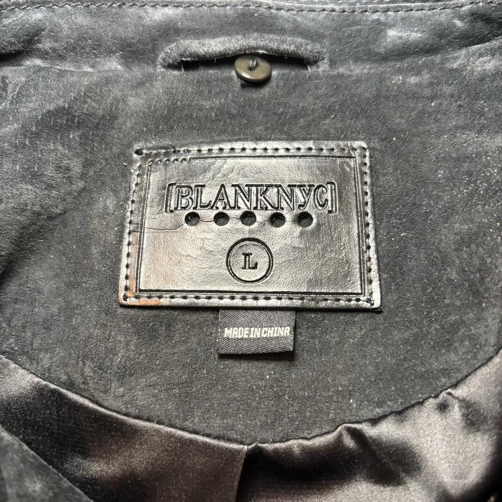 Blank NYC Women’s Suede Moto Jacket Asymmetrical Zip Soft Black Onyx Size L - Picture 7 of 14